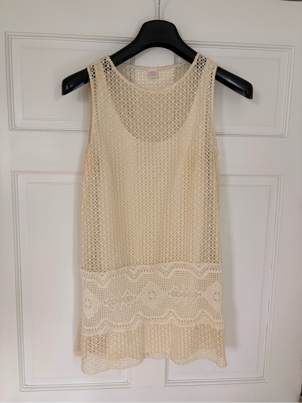 Only Hearts Cream Crochet Tunic Coverup Dress